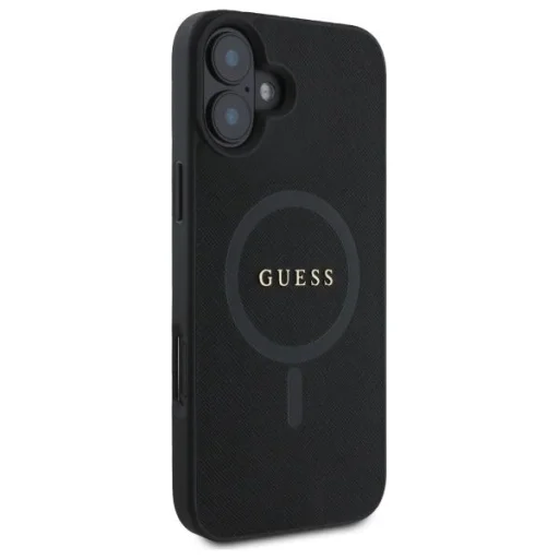  iPhone 16 6.1" Guess GUHMP16SPSAHMCK fekete/fekete Saffiano Classic Logo MagSafe tok - 4