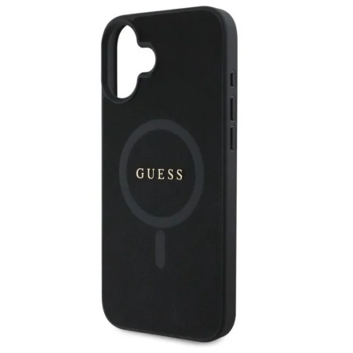  iPhone 16 6.1" Guess GUHMP16SPSAHMCK fekete/fekete Saffiano Classic Logo MagSafe tok - 6