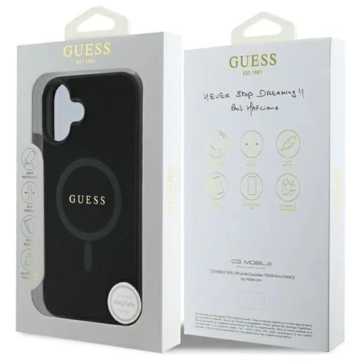  iPhone 16 6.1" Guess GUHMP16SPSAHMCK fekete/fekete Saffiano Classic Logo MagSafe tok - 8