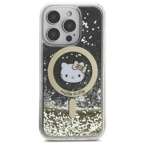 Hello Kitty HKHMP16LLGDIK iPhone 16 Pro 6.3" fekete arany/fekete arany keménytok Liquid Glitter Fever MagSafe tok - 3