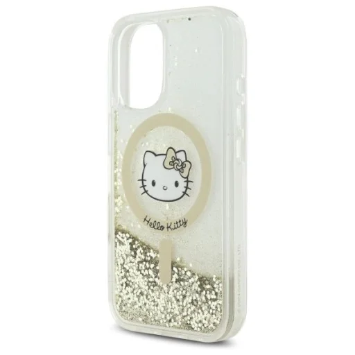Hello Kitty HKHMP16SLGDIH iPhone 16 6.1" fehér arany kemény tok Liquid Glitter Fever MagSafe tok - 6