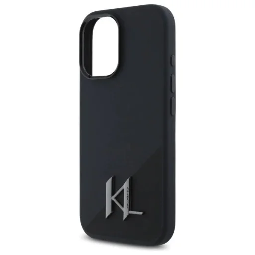  iPhone 16 6.1" Fekete/Fekete Karl Lagerfeld KLHMP16SSCMKMPCK Silicone Shadow Metal Initial MagSafe tok - 6