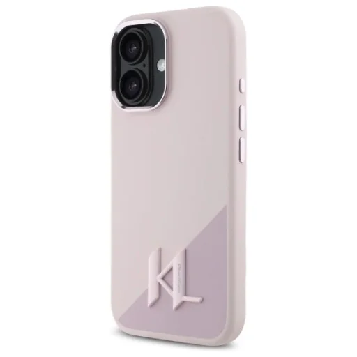 iPhone 16 6.1" Karl Lagerfeld pink KLHMP16SSCMKMPCP Silicone Shadow Metal Initial MagSafe tok - 2