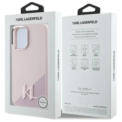  iPhone 16 6.1" Karl Lagerfeld pink KLHMP16SSCMKMPCP Silicone Shadow Metal Initial MagSafe tok - 8