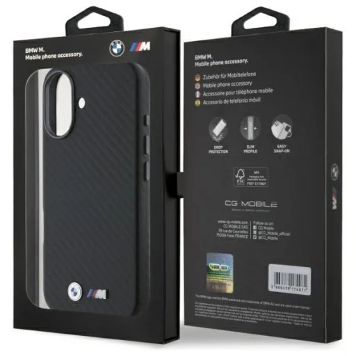  iPhone 16 6.1" fekete/fekete BMW BMHCP16S23PUFWC tok Carbon Wrapped Metal - 8