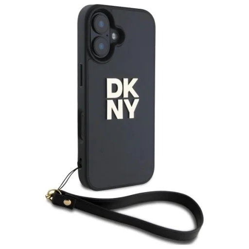  iPhone 16 6.1" fekete/fekete DKNY DKHCP16SPBSWSK keménytok csuklópántos Stock Logo tok - 3
