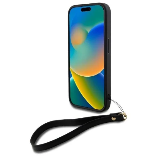  iPhone 16 6.1" fekete/fekete DKNY DKHCP16SPBSWSK keménytok csuklópántos Stock Logo tok - 4