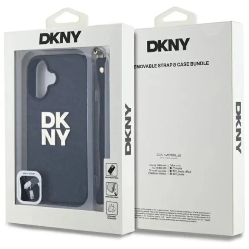  iPhone 16 6.1" fekete/fekete DKNY DKHCP16SPBSWSK keménytok csuklópántos Stock Logo tok - 7