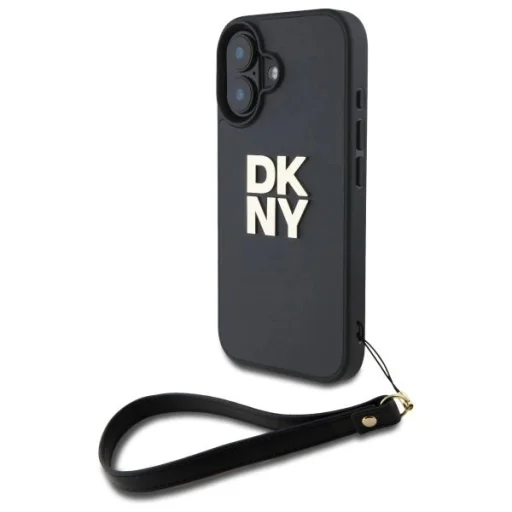  iPhone 16 6.1" fekete/fekete DKNY DKHCP16SPBSWSK keménytok csuklópántos Stock Logo tok - 1
