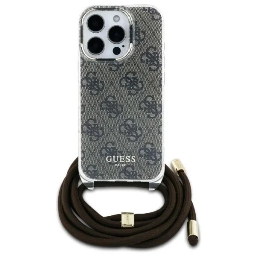  iPhone 16 Pro 6.3" Guess GUHCP16LHC4SEW barna/barna keménytok Crossbody Cord 4G Print tok - 2