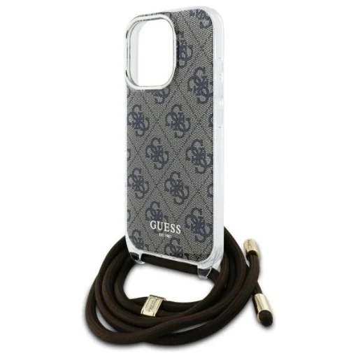  iPhone 16 Pro 6.3" Guess GUHCP16LHC4SEW barna/barna keménytok Crossbody Cord 4G Print tok - 5