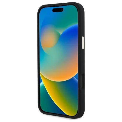  iPhone 16 6.1" Fekete/Fekete Guess GUHCP16SM4DGPK kemény tok Szilikon Logó Strassz 4G tok - 5