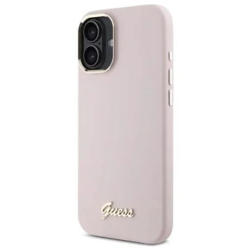  iPhone 16 6.1" pink/pink Guess GUHCP16SSMBSLP hardcase Silicone Script Metal Logo & Frame tok - 2