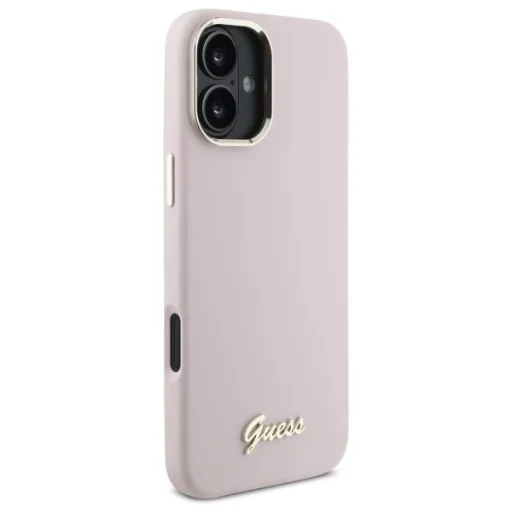 iPhone 16 6.1" pink/pink Guess GUHCP16SSMBSLP hardcase Silicone Script Metal Logo & Frame tok - 4
