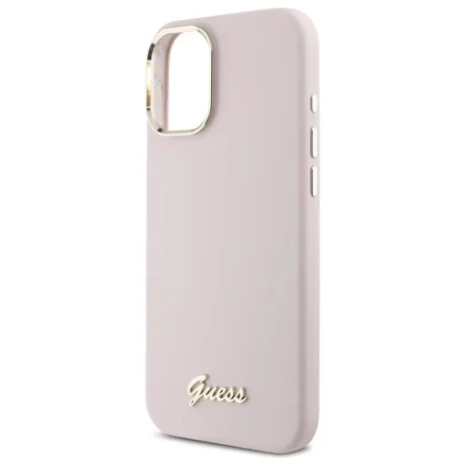  iPhone 16 6.1" pink/pink Guess GUHCP16SSMBSLP hardcase Silicone Script Metal Logo & Frame tok - 6