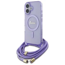  iPhone 16 6.1" lila/lila Crossbody Cord Script MagSafe Guess GUHMP16SHCTSGNSU keménytok