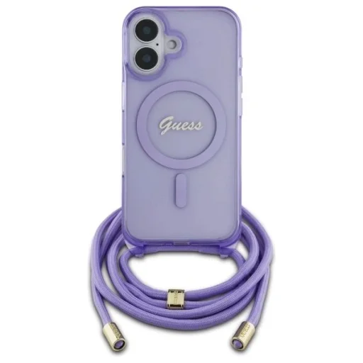  iPhone 16 6.1" lila/lila Crossbody Cord Script MagSafe Guess GUHMP16SHCTSGNSU keménytok - 2