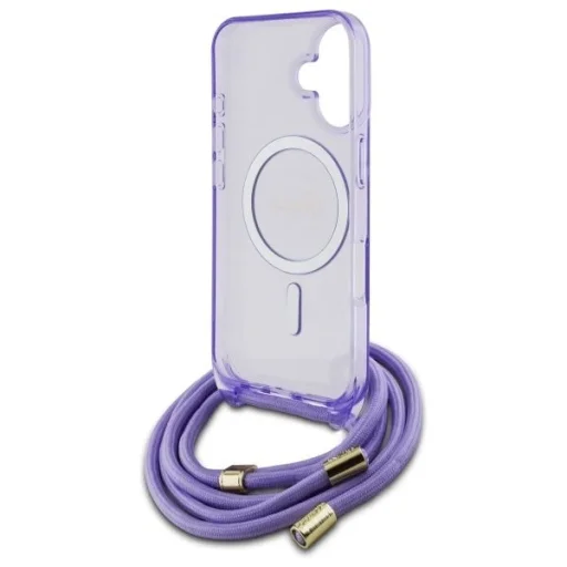  iPhone 16 6.1" lila/lila Crossbody Cord Script MagSafe Guess GUHMP16SHCTSGNSU keménytok - 6