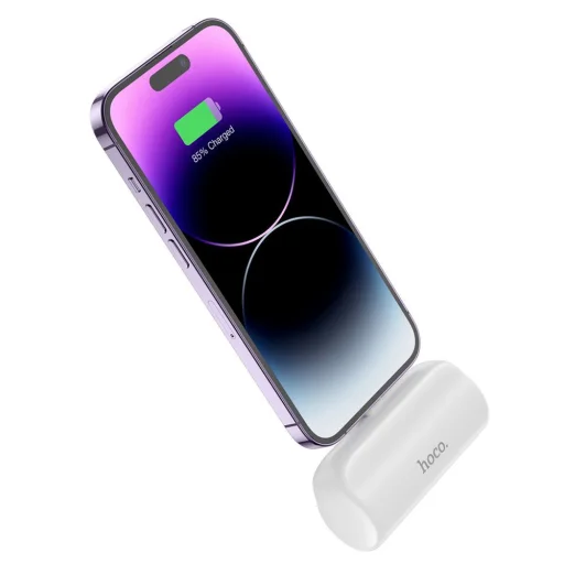HOCO Power Bank - 5 000 mAh beépített Lightning 8-pin csatlakozóval J106 fehér - 3