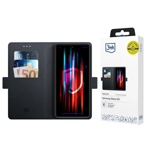 3mk Wallet Case Samsung Galaxy S22 5G tok - Fekete - 1