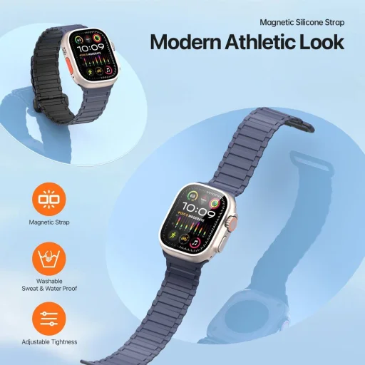 DUX DUCIS KJ nylon szíj Apple Watch 42/44/45/49 mm fekete/kék - 3