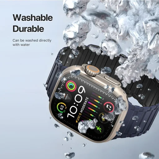 DUX DUCIS KJ nylon szíj Apple Watch 42/44/45/49 mm fekete/kék - 6