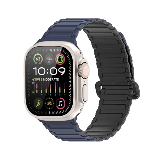 DUX DUCIS KJ nylon szíj Apple Watch 42/44/45/49 mm fekete/kék - 1
