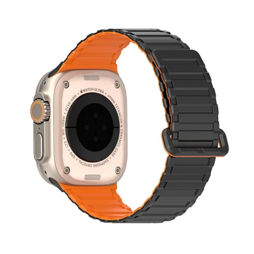 DUX DUCIS KJ nylon szíj Apple Watch 42/44/45/49mm fekete/narancssárga - 7