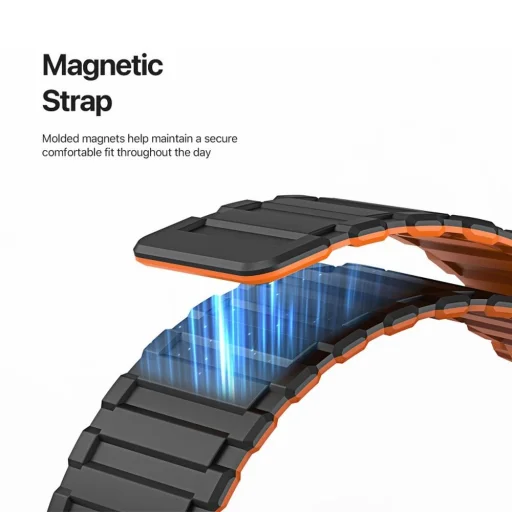 DUX DUCIS KJ nylon szíj Apple Watch 42/44/45/49mm fekete/narancssárga - 9