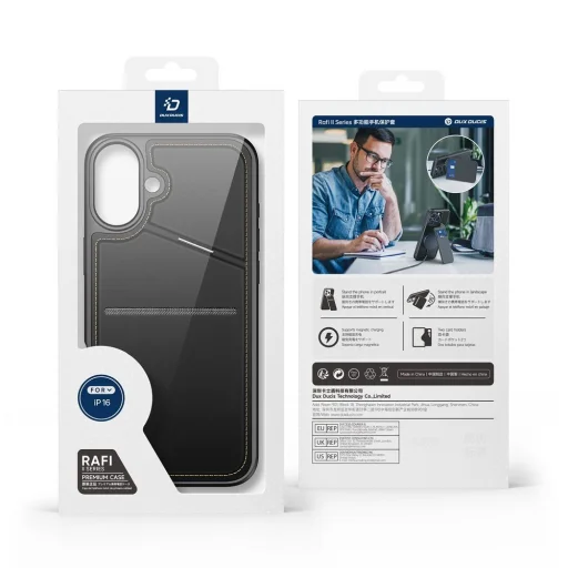 DUX DUCIS RAFI II MAG állványos tok kompatibilis MagSafe funkcióval iPhone 16-hoz fekete tok - 5