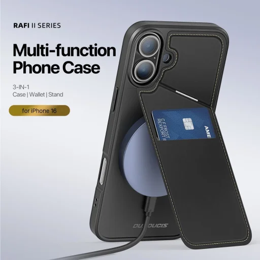 DUX DUCIS RAFI II MAG állványos tok kompatibilis MagSafe funkcióval iPhone 16-hoz fekete tok - 6