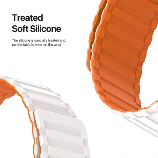 DUX DUCIS KJ nylon szíj Apple Watch 42 / 44 / 45 / 49 mm Silver/Orange - 6