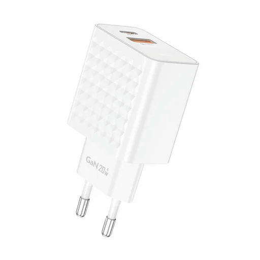 Foneng EU41 USB-C + USB-A hálózati töltő 20W + USB-C - USB-C kábel (fehér) - 2
