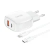 Foneng EU41 USB-C+ USB-A 20W töltő + USB-C - Lightning kábel (fehér) thumbnail