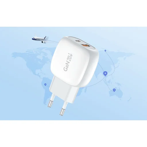 Foneng EU41 USB-C+ USB-A 20W töltő + USB-C - Lightning kábel (fehér) - 4
