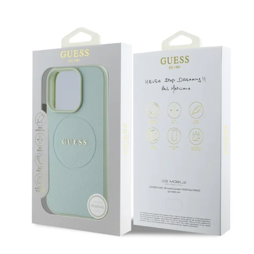  iPhone 16 Pro Zöld Guess PU Grained Classic Logo MagSafe tok - 6