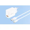 Foneng EU54 USB-A, 3A töltő (Fehér) + USB-A - Lightning kábel thumbnail