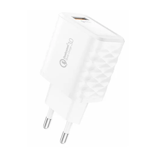 Foneng EU54 USB-A, 3A hálózati USB töltő adapter (Fehér) + USB-A - USB-C kábel - 2