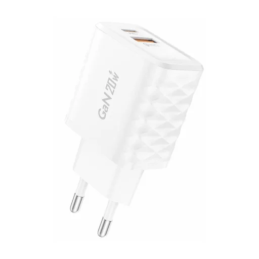 Foneng EU56 1xUSB-A, 1xUSB-C, 20W (Fehér) + USB-A - Lightning kábel - 2