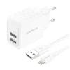 Foneng EU53 2xUSB-A 2,4A Fehér hálózati USB töltő adapter + USB-A - Lightning kábel thumbnail
