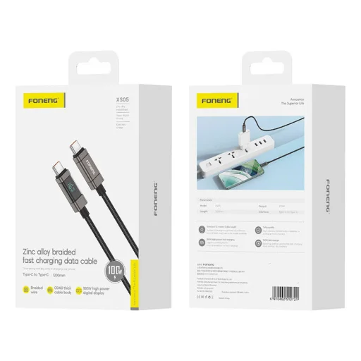 Foneng XS05 100W USB-C to USB-C kábel (fekete) - 2