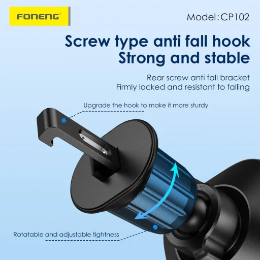 Foneng CP102 mágneses szellőzőre erősíthető telefontartó (Fekete) - 6