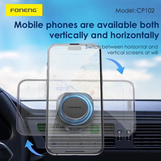 Foneng CP102 mágneses szellőzőre erősíthető telefontartó (Fekete) - 8