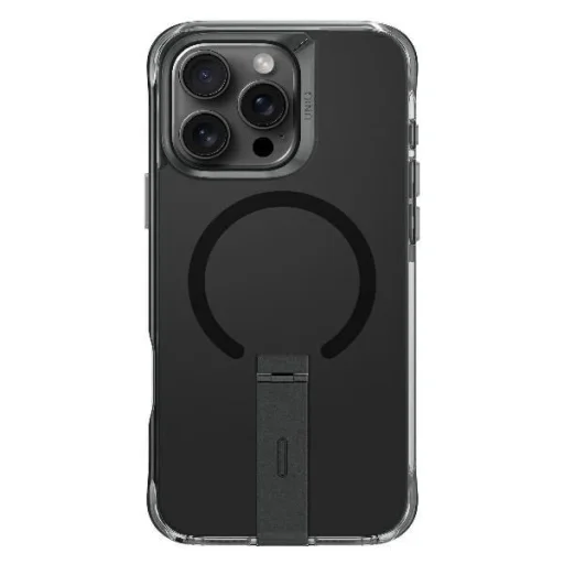 Uniq fliptok Eleva állvánnyal iPhone 16 Pro 6.3" fekete/karbon fekete tok - 2