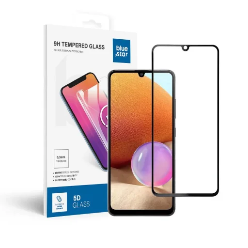 Edzett üveg Blue Star - SAMSUNG A32 LTE teljes felületű (teljes ragasztóval, kis méret) - fekete üvegfólia - 6
