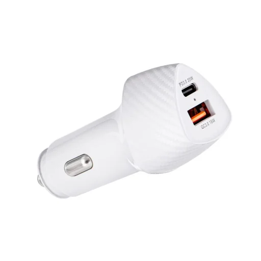 FORCELL F-ENERGY Carbon CC50-1A1C autós töltő Type C + USB A PD QC3.0 3A 38W fehér - 7
