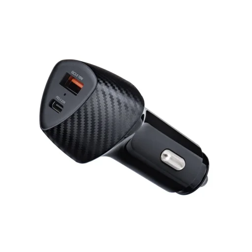 FORCELL F-ENERGY Carbon CC50-1A1C autós töltő Type C + USB A PD QC3.0 3A 38W fekete - 7