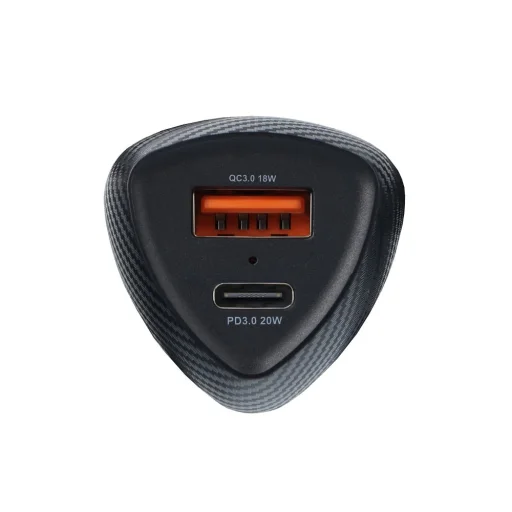 FORCELL F-ENERGY Carbon CC50-1A1C autós töltő Type C + USB A PD QC3.0 3A 38W fekete - 8