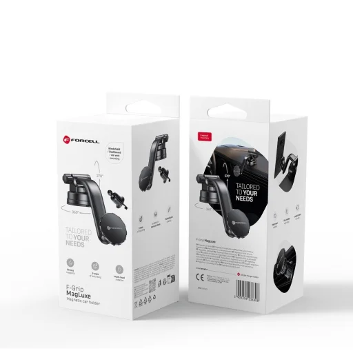 FORCELL F-Grip MagLuxe mágneses autós telefontartó szélvédőre/középkonzolra/szellőzőre fekete - 2