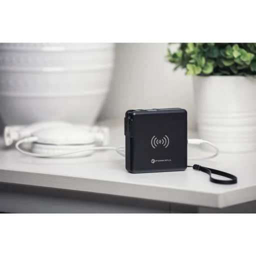 FORCELL F-ENERGY multifunkcionális töltő 20W 5 az 1-ben USB-C/villám kábellel, 10000mAh power bankkal és vezeték nélküli töltéssel 15W - 18